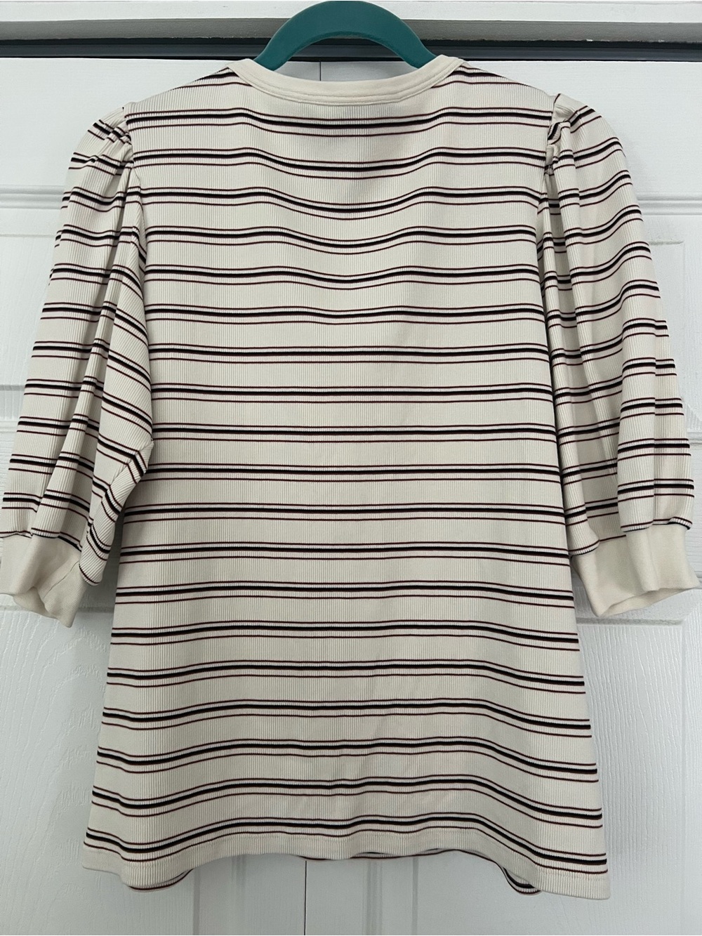 Veronica Beard Cream Top with Stripe Henley size Large - Picture 5 of 6